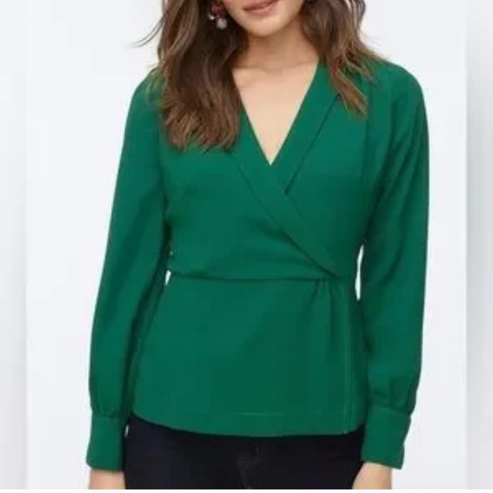 J. Crew Green Wrap Blouse